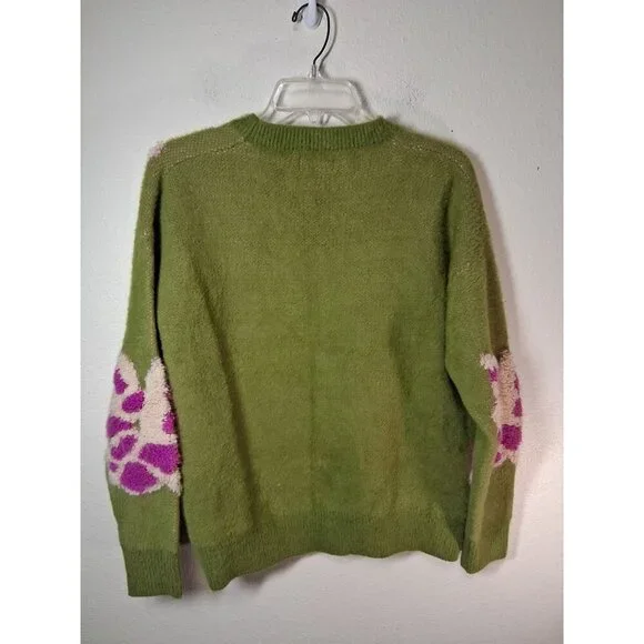 FRNCH Paris Ulyssia Floral Sweater Coquette Soft Boho Cottage Green Sz Medium - Picture 3 of 8